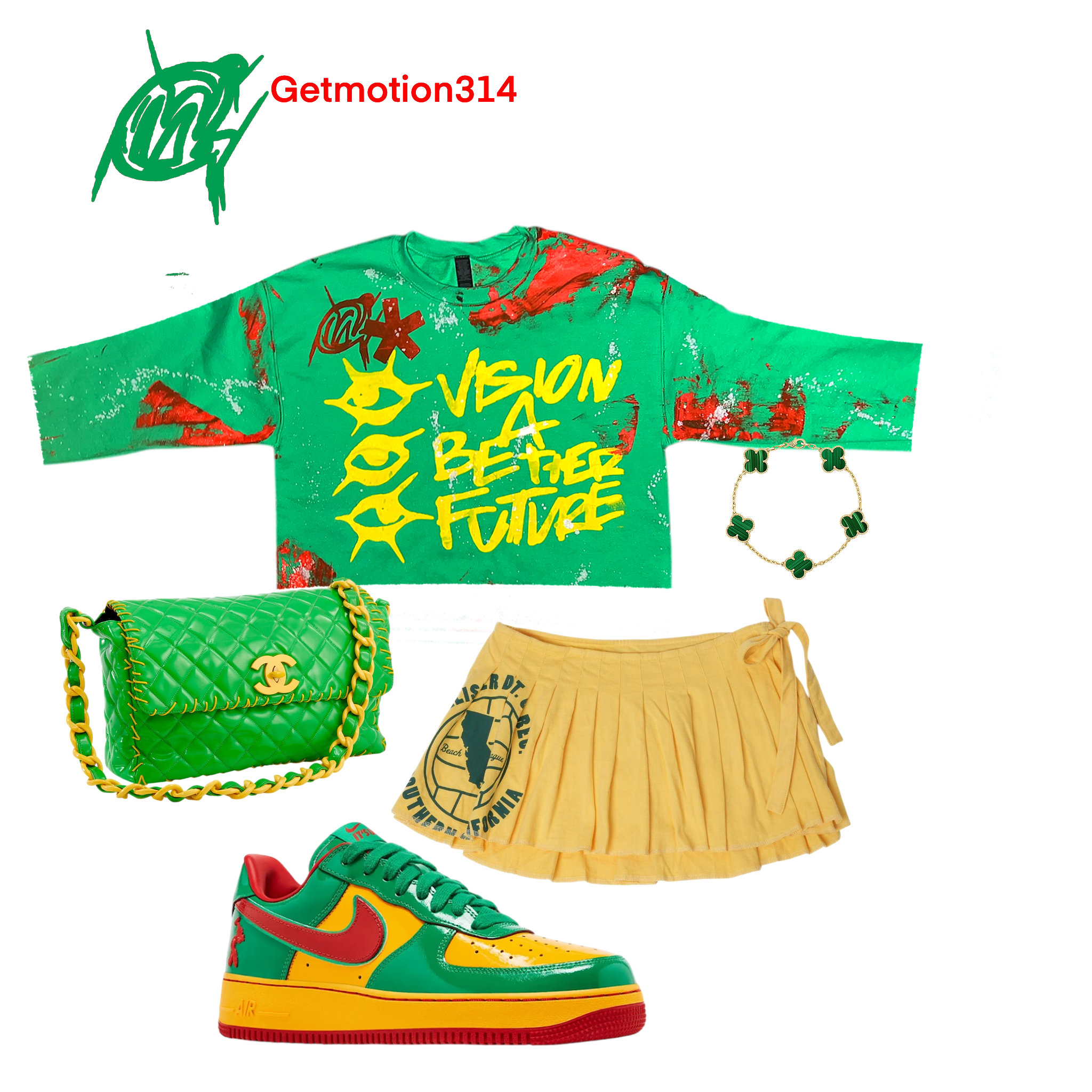 Crop Golf green graffiti shirt